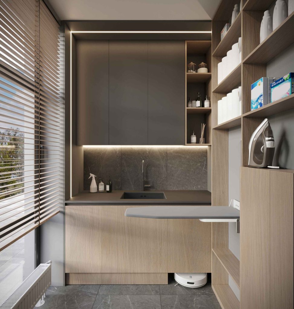 robot vacuum hidden cabinet dock station smart home storage design