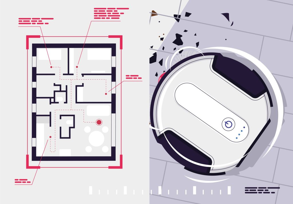 robot vacuum navigation path floor plan smart home robot circulation diagram