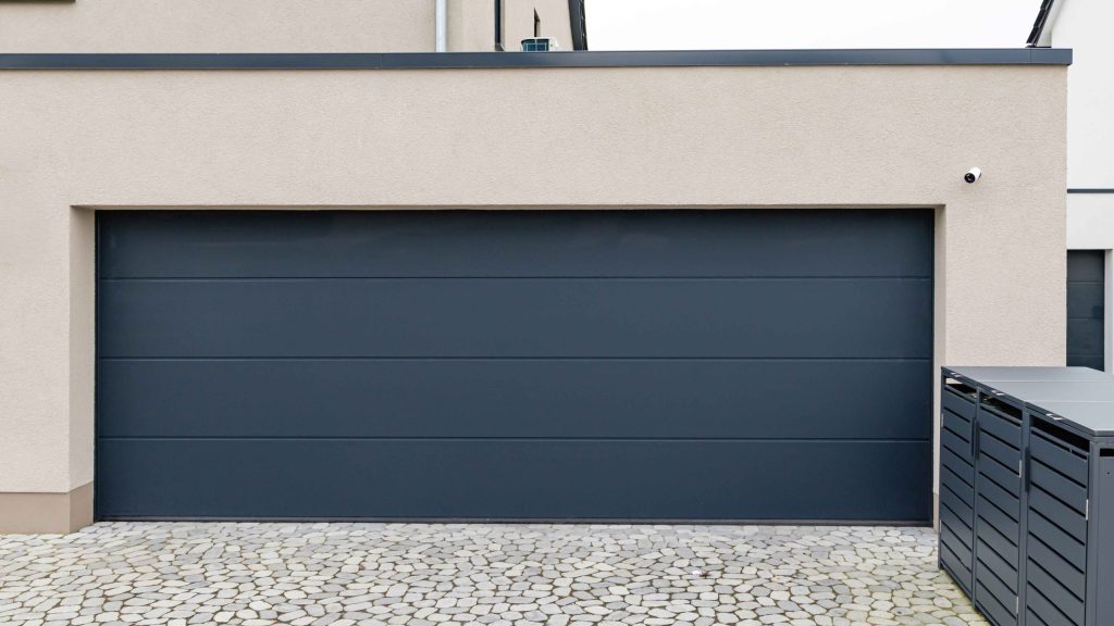 Smart home security camera installed on a modern residential exterior