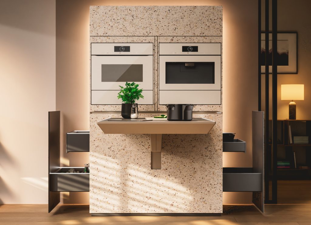 FurnSpinやAvanTech YOUを採用したMiele Compact Livingの収納機構