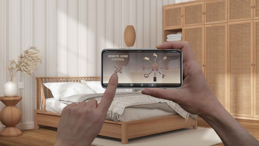 スマートフォンで住宅設備を遠隔操作するスマートホームのイメージ