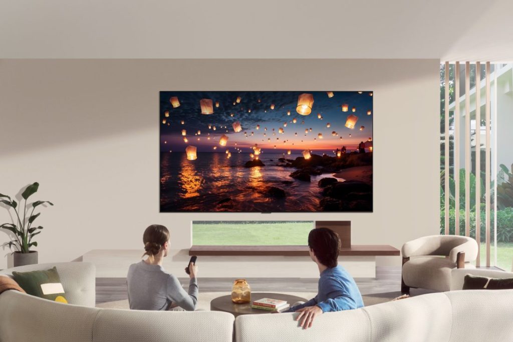 LG OLED evo AI G6を壁掛け設置したリビング