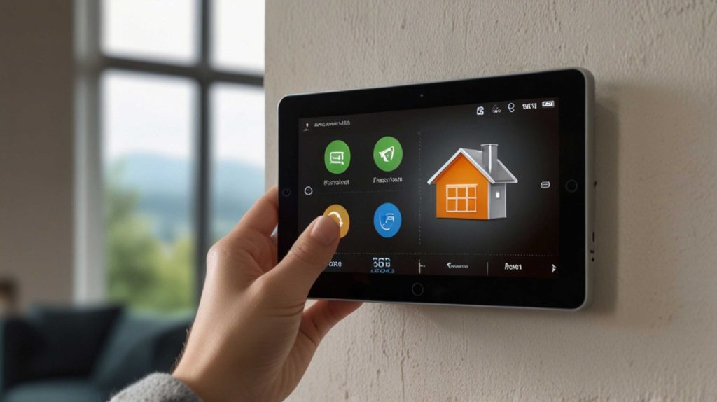 照明や空調などの住宅設備を操作する壁付けスマートホームパネル