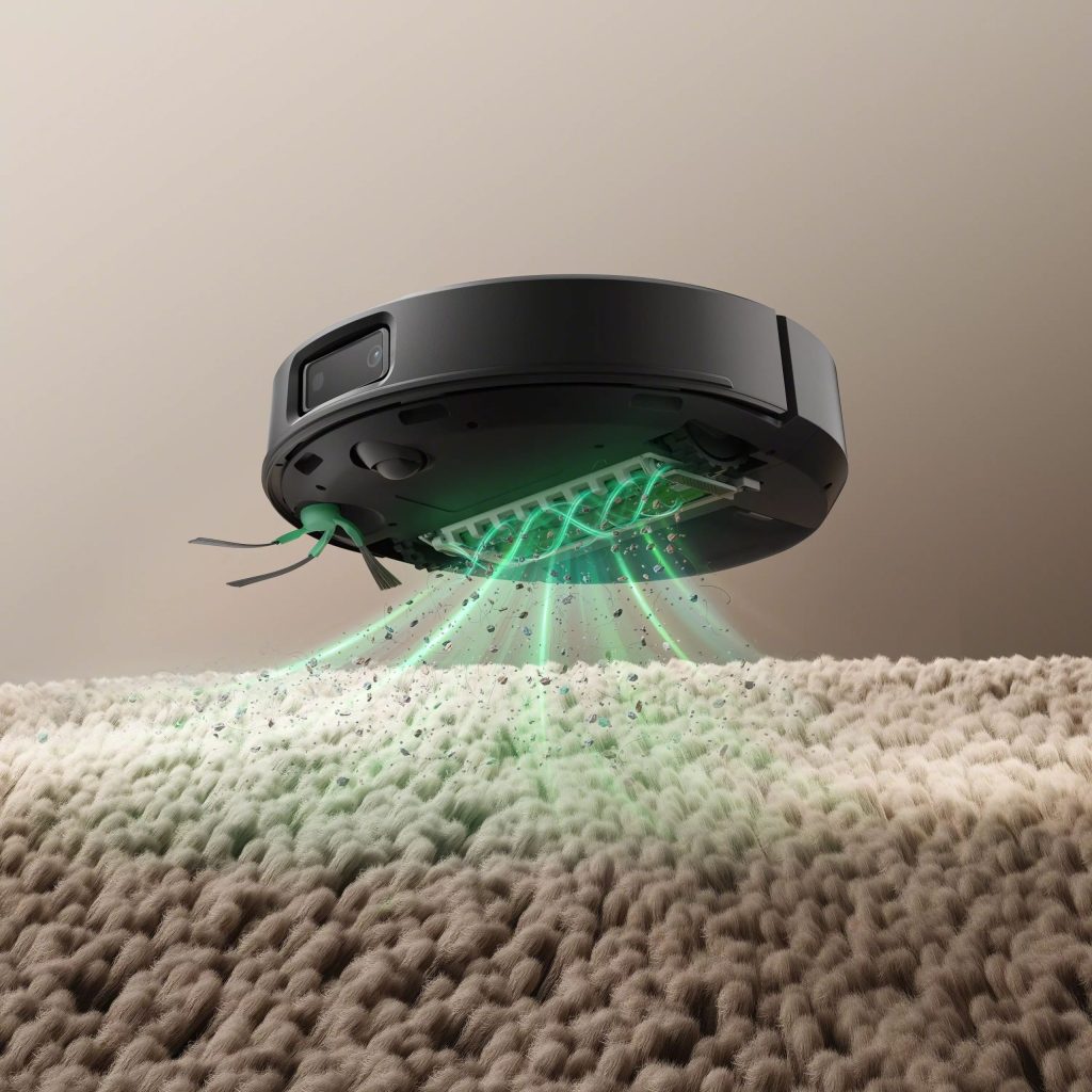 カーペットのゴミを吸引するRoomba Max 715 Vacのクリーニングシステム