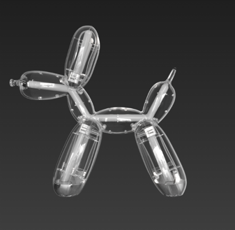 透明なボディの内部にLEDを収めたLexon Balloon Dog Lamp