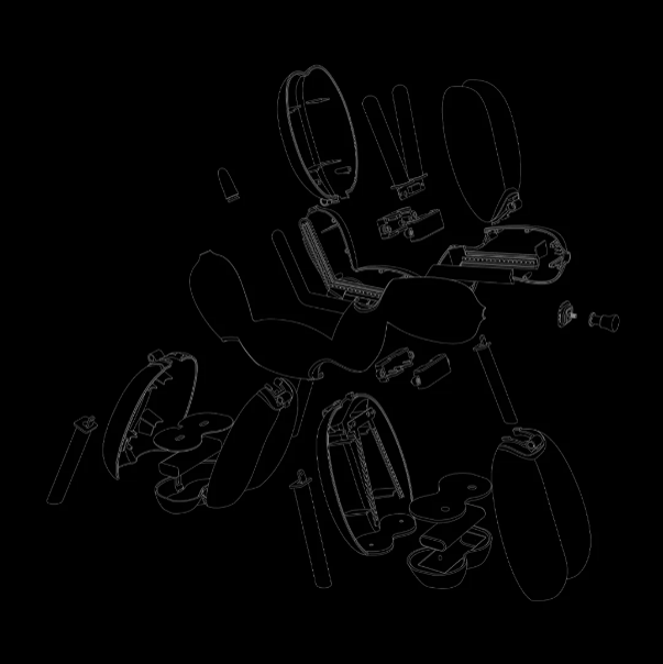 Balloon Dog Speakerの内部構造を示した分解図