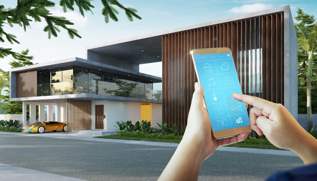 スマートフォンで住宅設備を操作するスマートホームのイメージ
