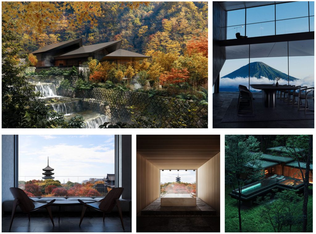 NOT A HOTELが展開する建築CGパースを組み合わせたコラージュ