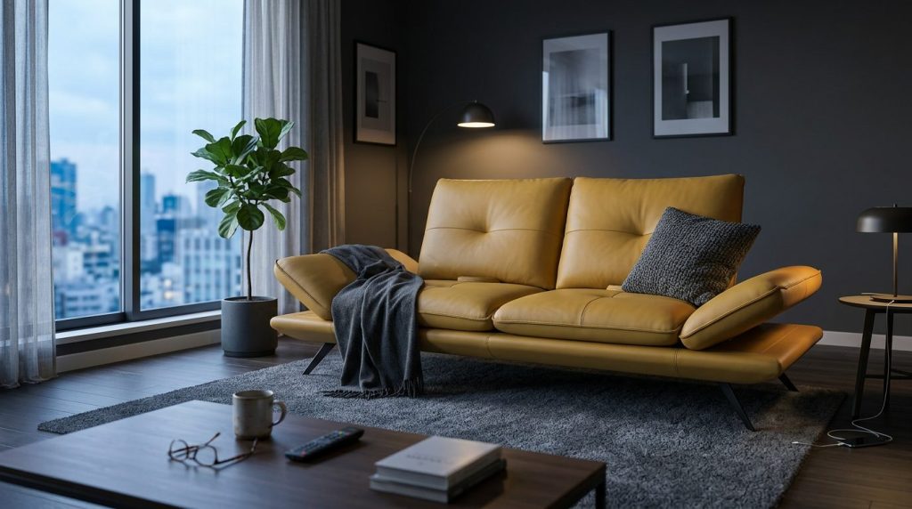 HomesToLife SOYO ムービングバックソファ カーキマスタード