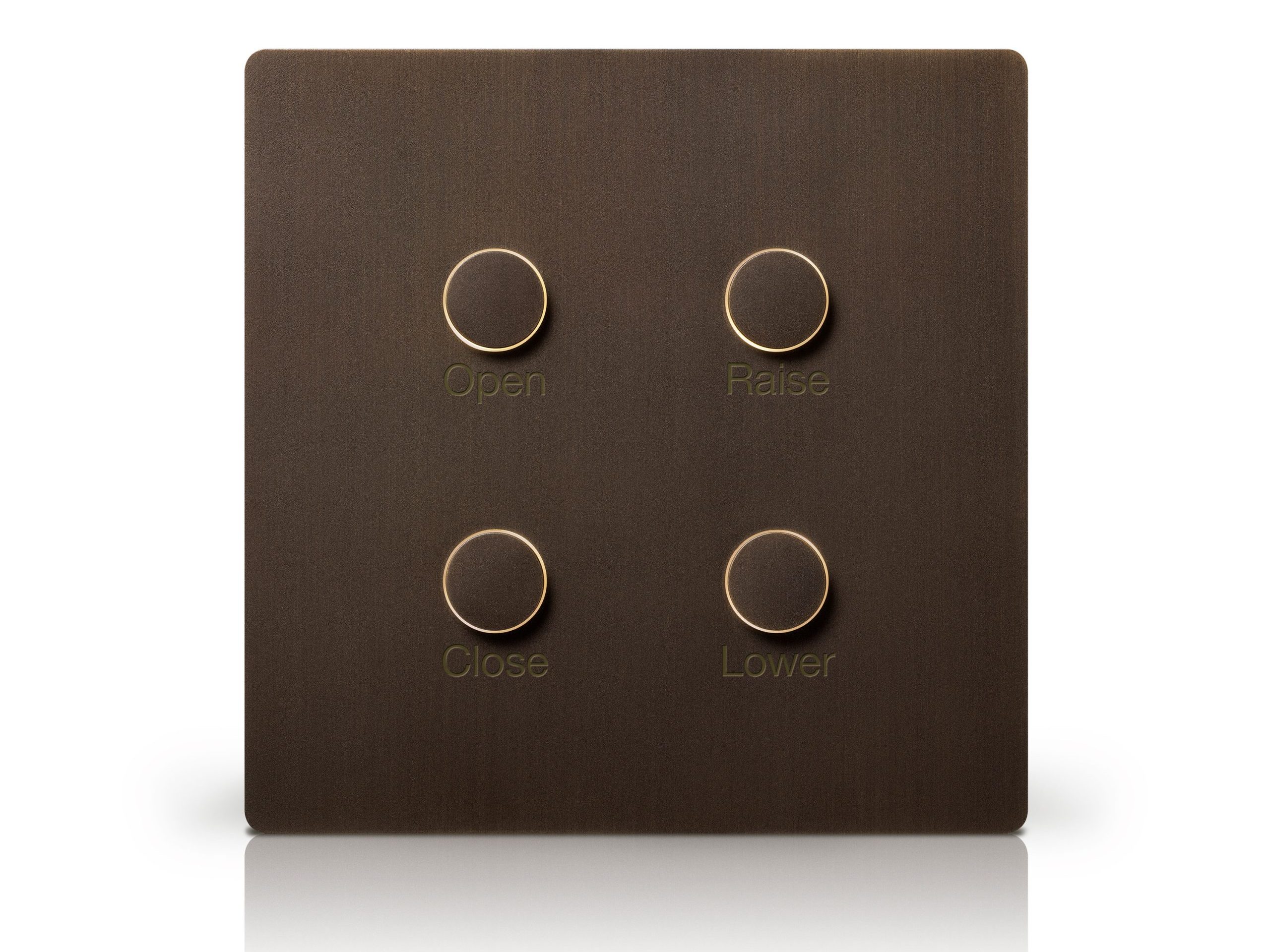 電動シェードの開閉と昇降を操作する4ボタンのLutron Alisseキーパッド