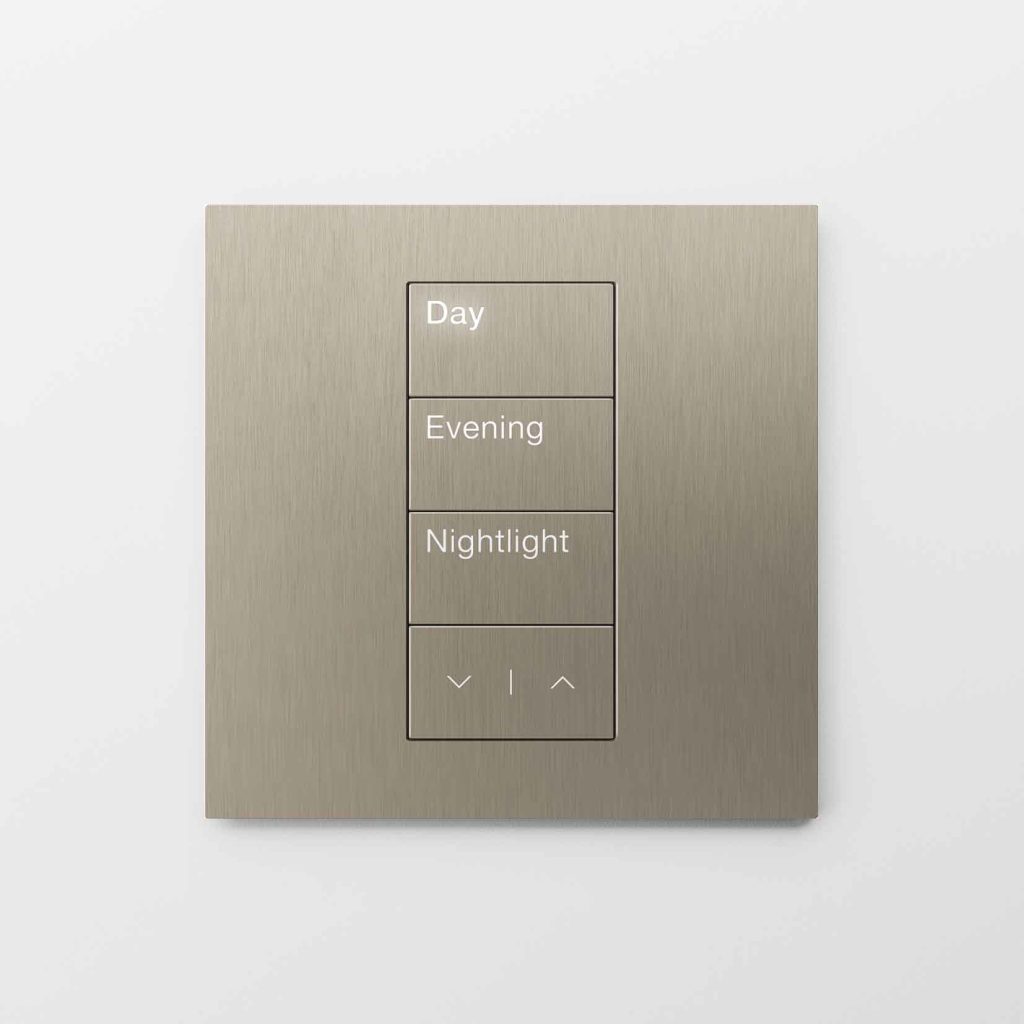 Day、Evening、Nightlightの照明シーンを選択するLutron Palladiomキーパッド