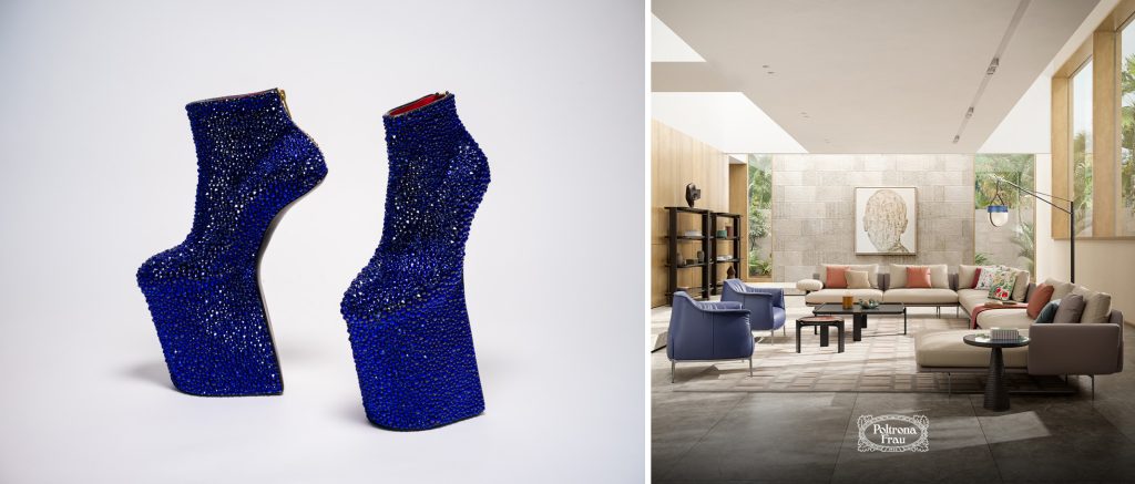 ポルトローナ・フラウ×舘鼻則孝、伊勢丹新宿店で共演。「Heel-less Shoes」と名作家具が出会う