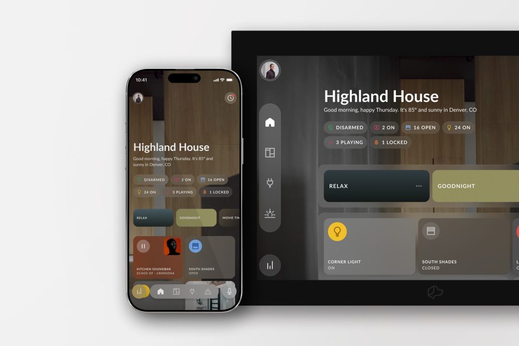 Josh.ai AI X OSをスマートフォンとタッチスクリーンで操作する画面