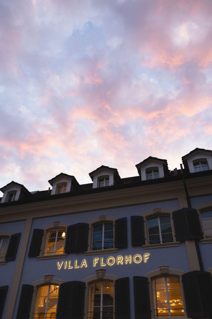 夕暮れのVilla Florhof外観 チューリッヒのブティックホテル