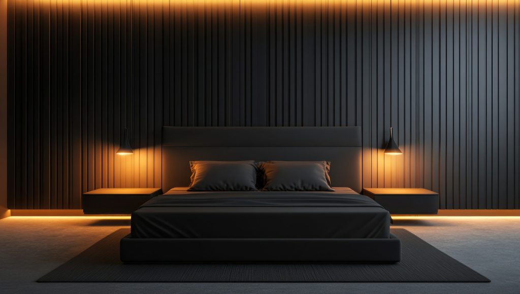 静けさと睡眠環境を意識した落ち着いた寝室