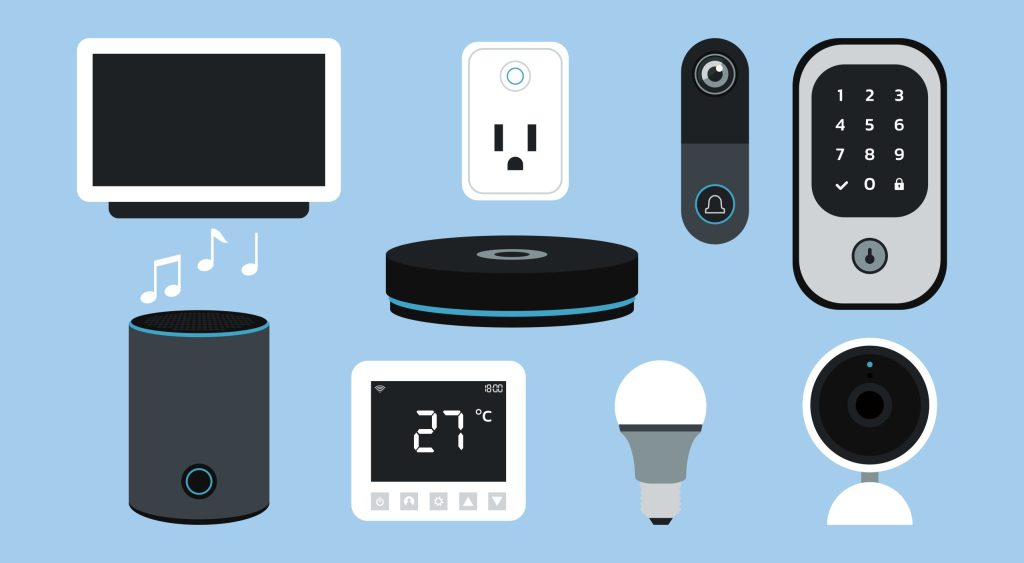 スマートスピーカーやスマートロックなどIoTスマートホーム機器のイメージ
