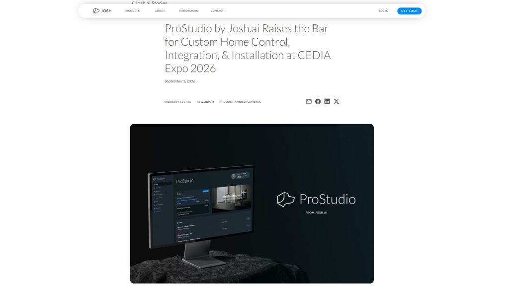 Josh.aiがCEDIA Expo 2026で発表したインテグレーター向けプラットフォームProStudio