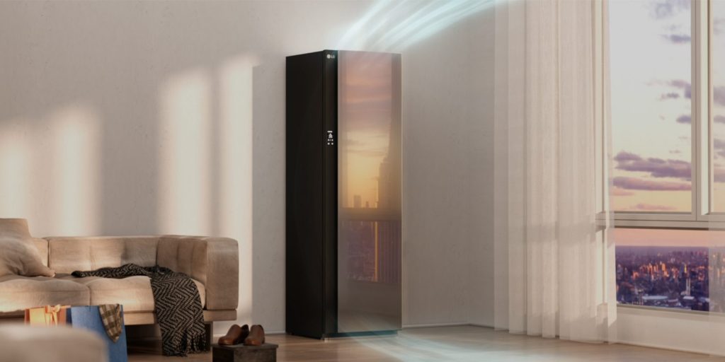 リビング空間に設置されたLG Styler Premium AI