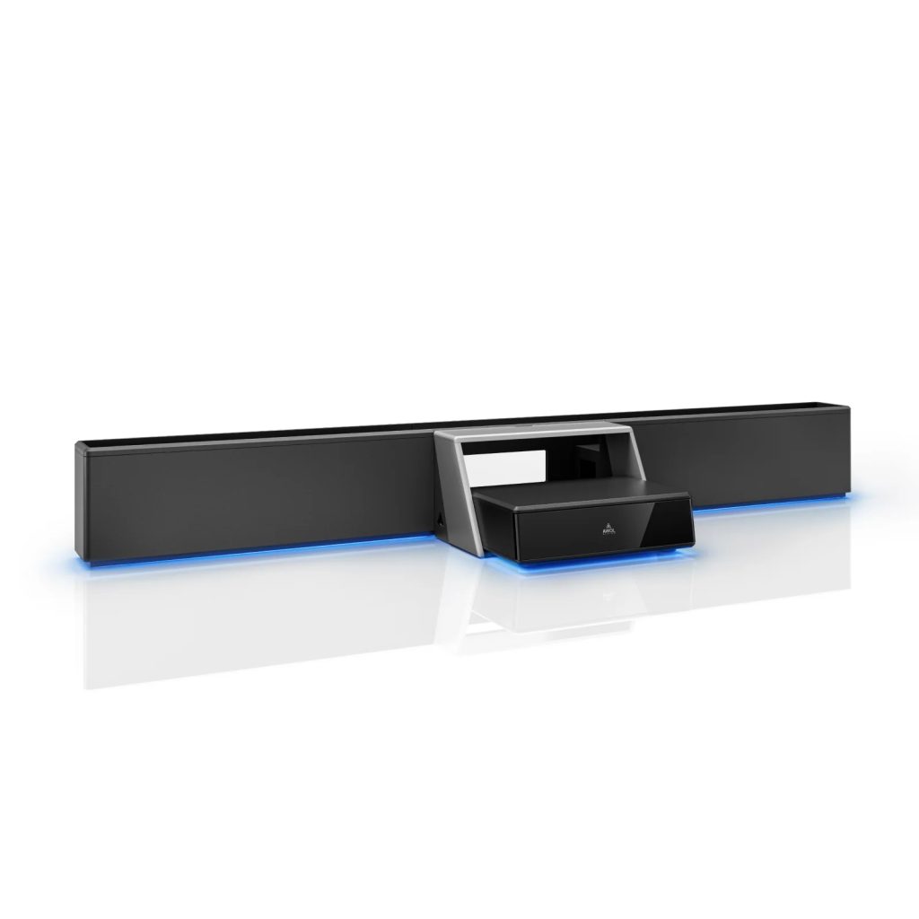 AWOL Smart StationとAetherion超短焦点プロジェクターを組み合わせた収納システム