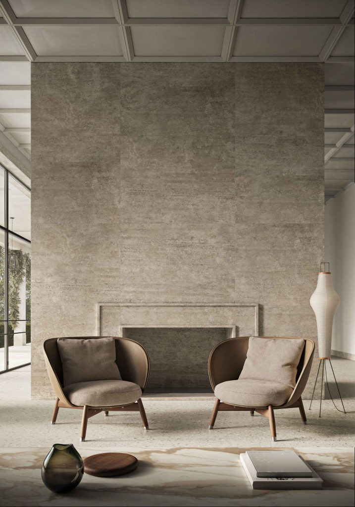 Two Flexform Eri armchairs designed by Fumie Shibata in a minimalist living room
