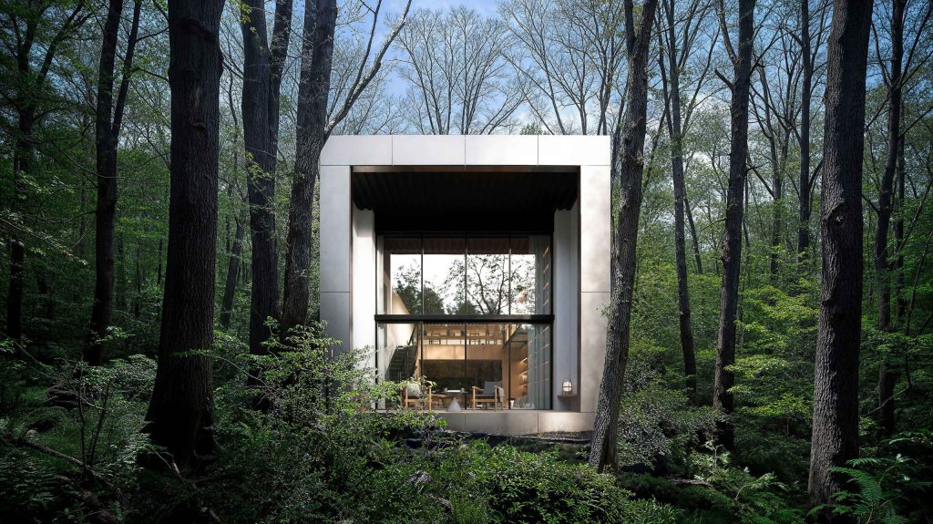 森の中に建つNOT A HOUSE「POD」の外観