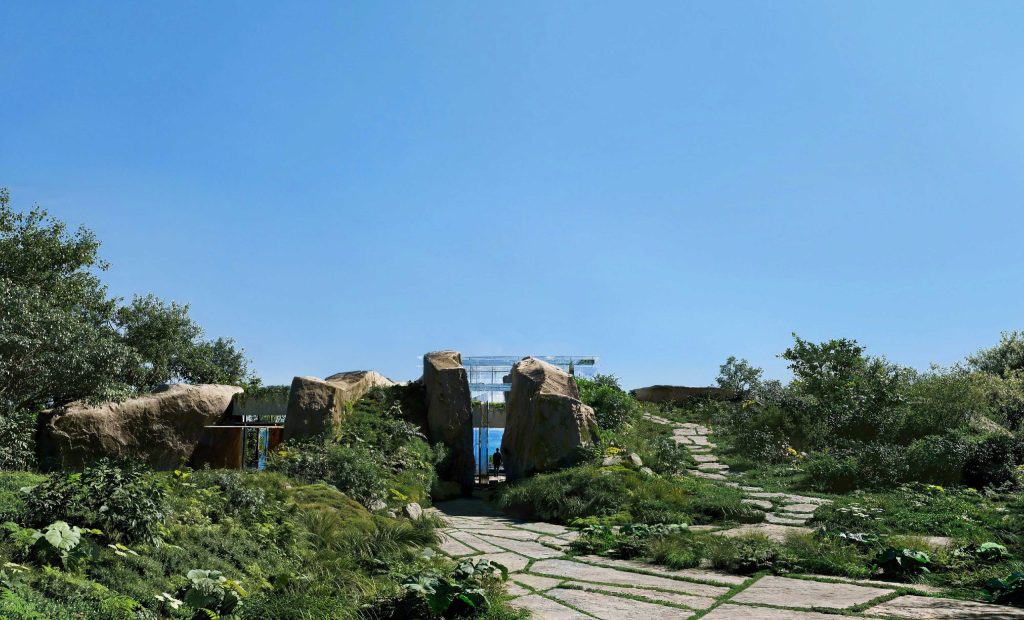 巨岩と庭を室内に取り込むNOT A HOTEL YAKUSHIMA