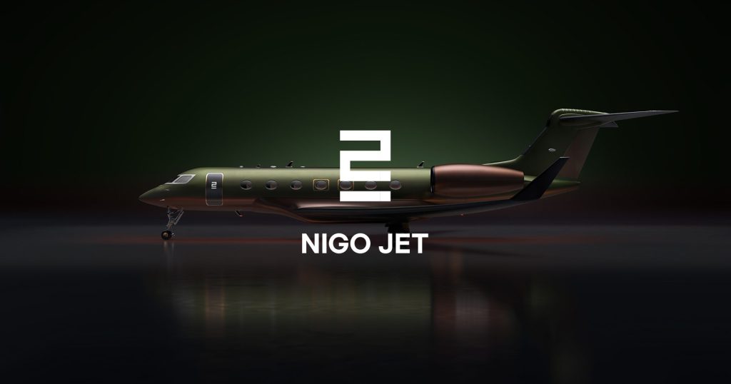 NIGO JETの機体側面デザインとブランドロゴ、NOT A GARAGEのプライベートジェット