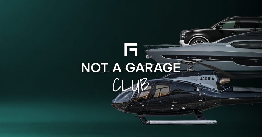 NOT A GARAGE CLUBのヘリコプター、クルーザー、クルマを組み合わせたモビリティサービス